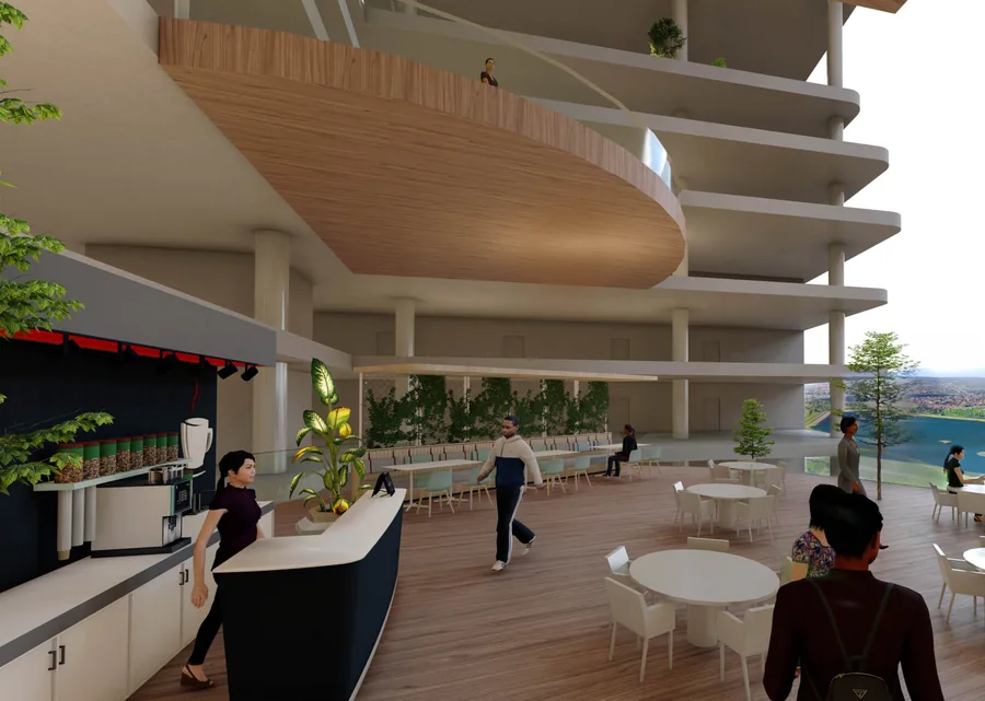 Interior render of the cafe