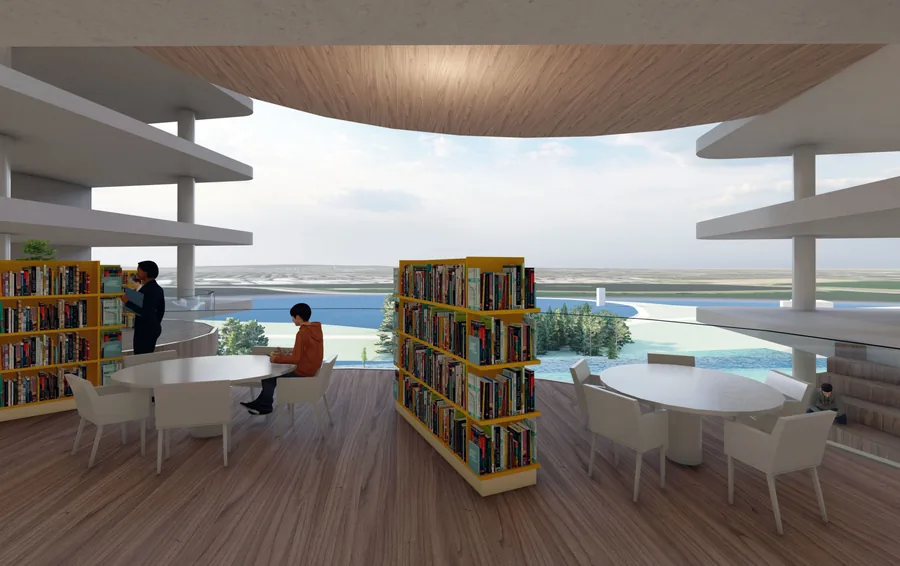 Render of the library