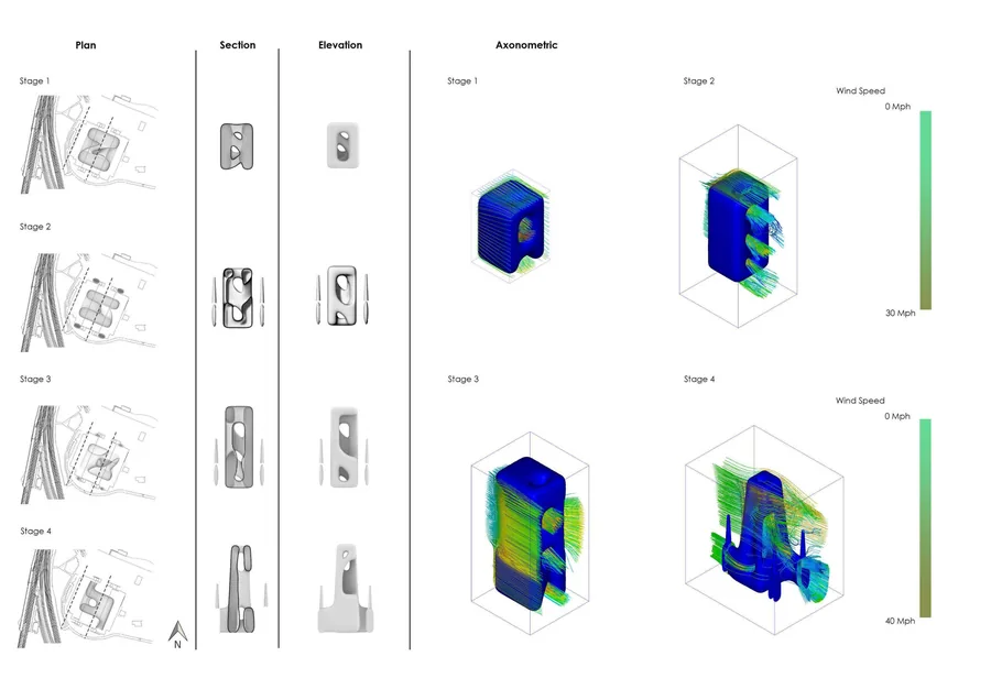 The wind manipulated the mass of the tower on a macro level, and the intention of this catalogue was to maintain the efficiency of wind on site in order to…