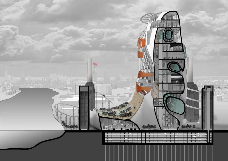 A final daytime image using colour to highlight significant elements in the design.