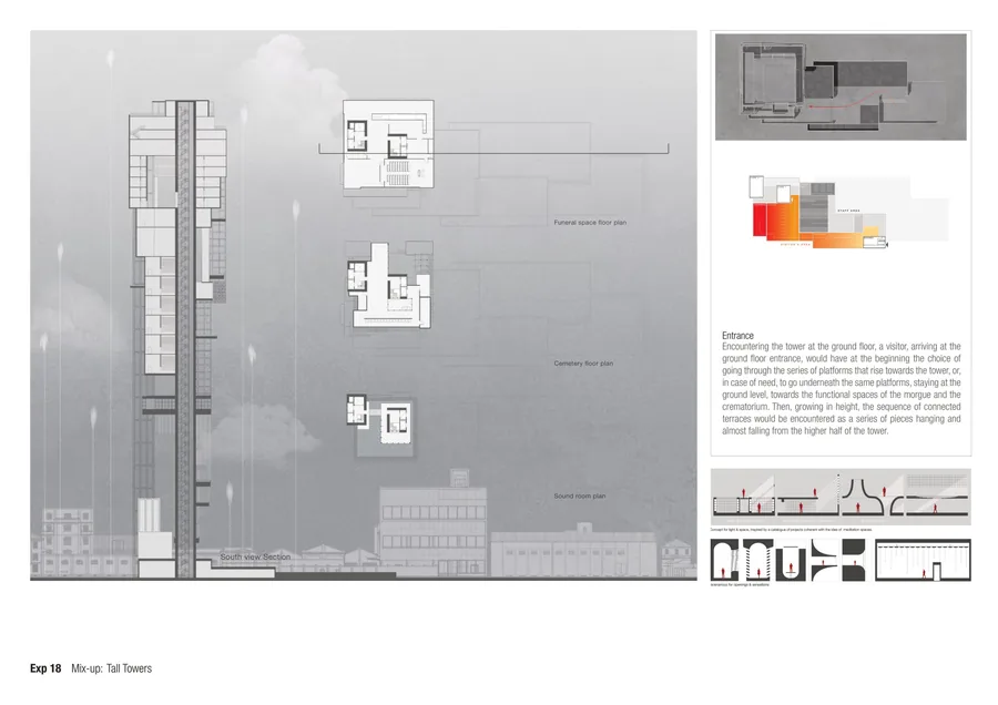 Entrance of the tower and relevant drawings