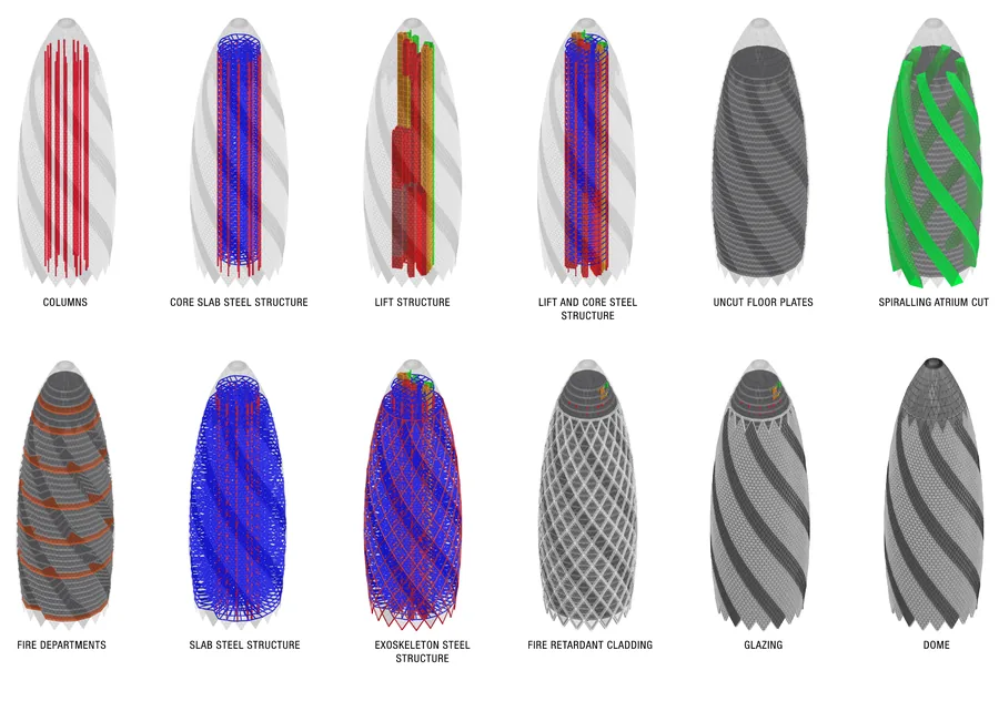 Structural analysis of 30 St Mary Axe.
