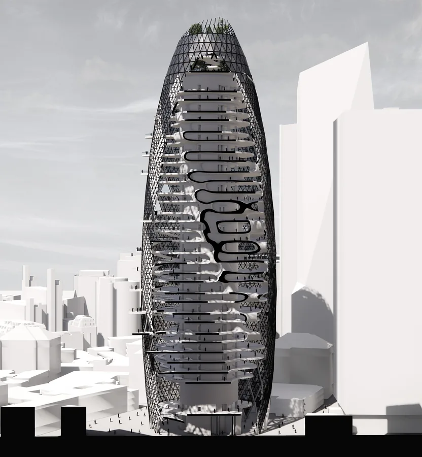 Section drawing. Proposal for 30 St Mary Axe.
