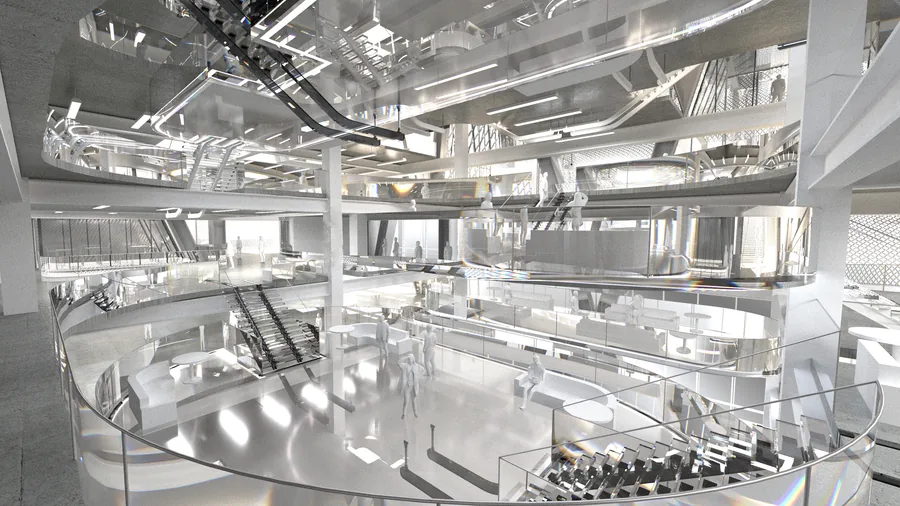 Interior render of medium sized atrium.
