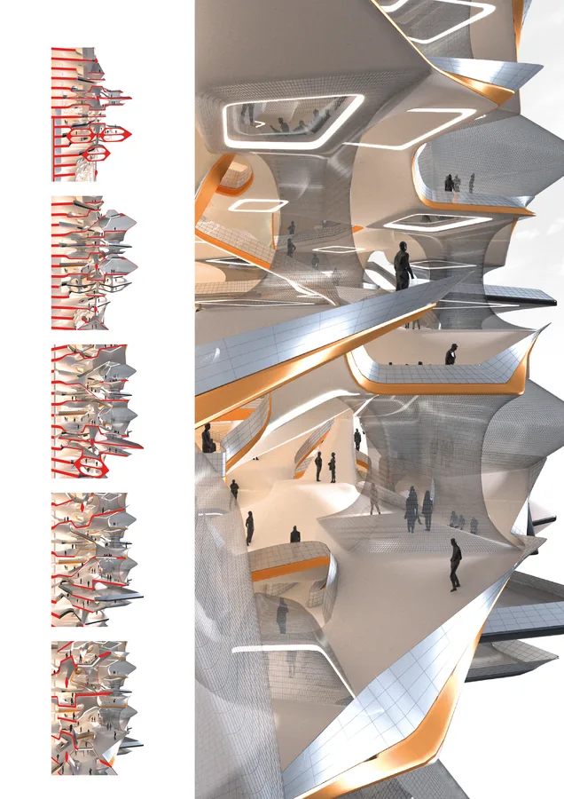 The floors of the merged cells are supported by air columns which will expend into air hall when occupied. Once the workday has finished the air hall will…