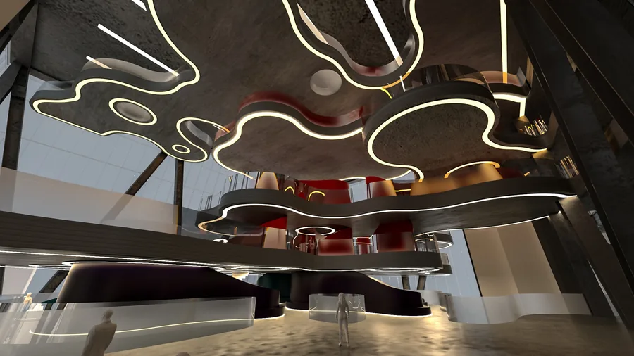 The interior view of the space on level 6