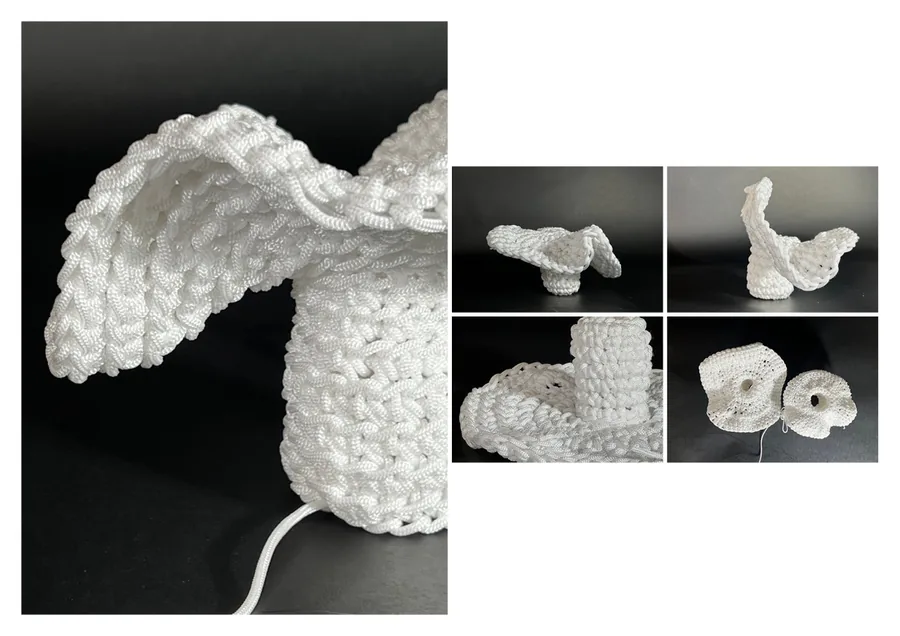 Exploring structural knits with a thicker yarn - Macrame