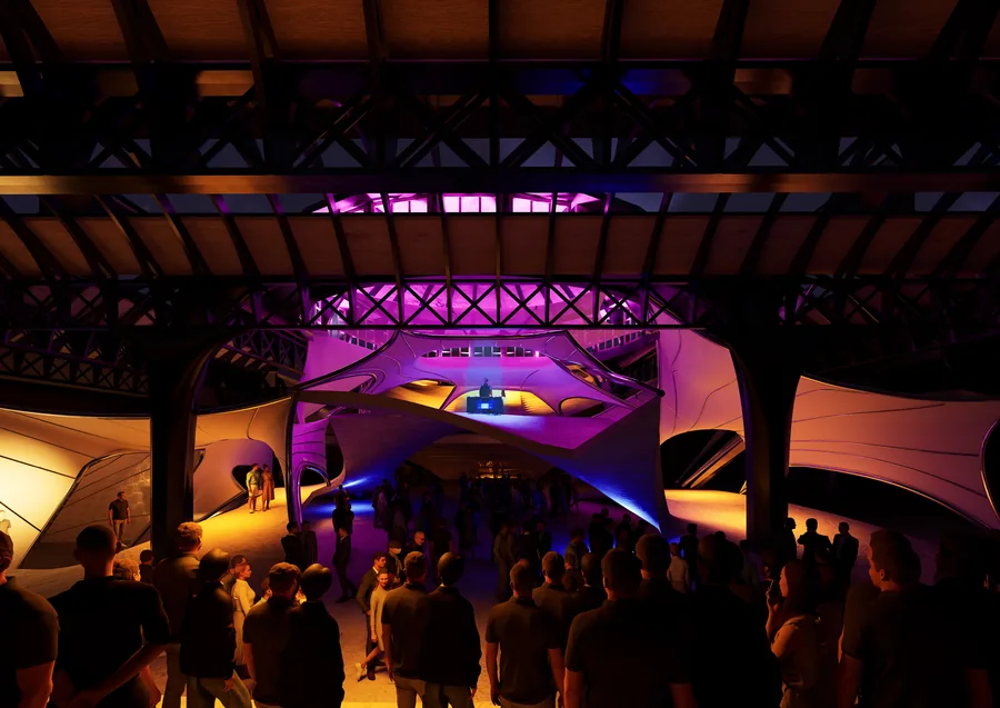 Central platform transforming into a secondary stage to host DJ acts or smaller performances.