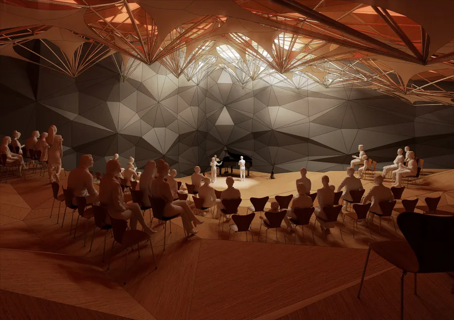 A show ongoing: inside bebop concert hall (features listening experience)