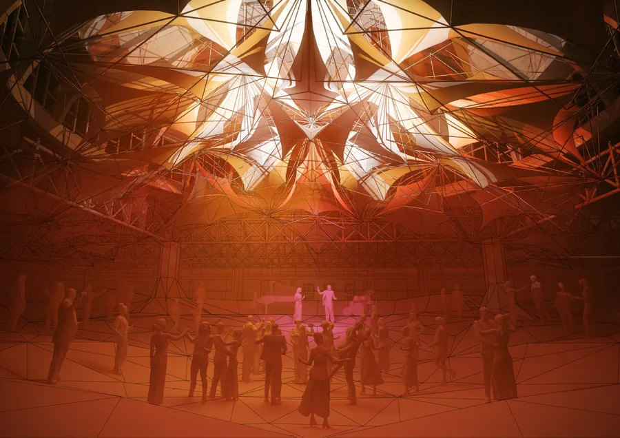 Sky bridge during the night used as jazz ball room (features dancing experience)