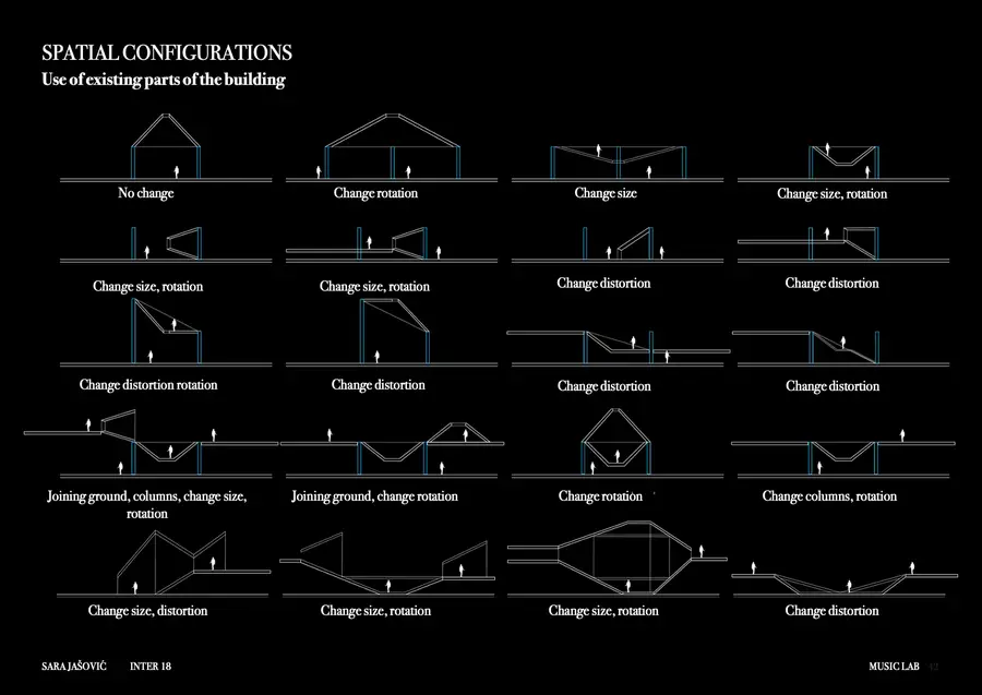 To quickly study the language of connections, I further abstracted it into a simple pyramid form. The varied heights shift gradually throughout the space…