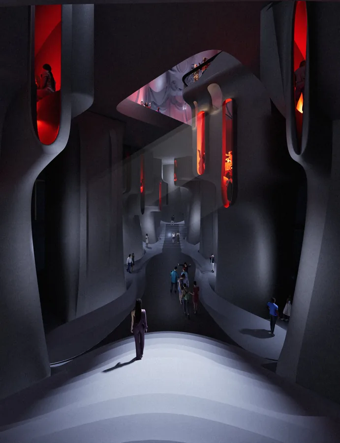 Point ZERO (the primary intervention) articulates a distinct spatial hierarchy. Columns define volumes that facilitate gathering and dancing, while…