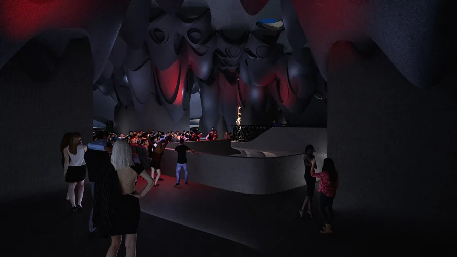 The ROOFSCAPE, where the bridge meets the roof, creates opportunities for larger gatherings; at night, material contrasts dissolve, and the focus of the space…