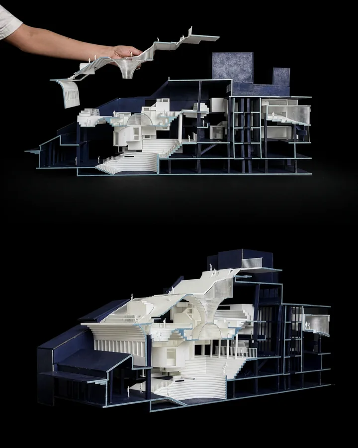 Final physical model perspective view (scale 1:100)